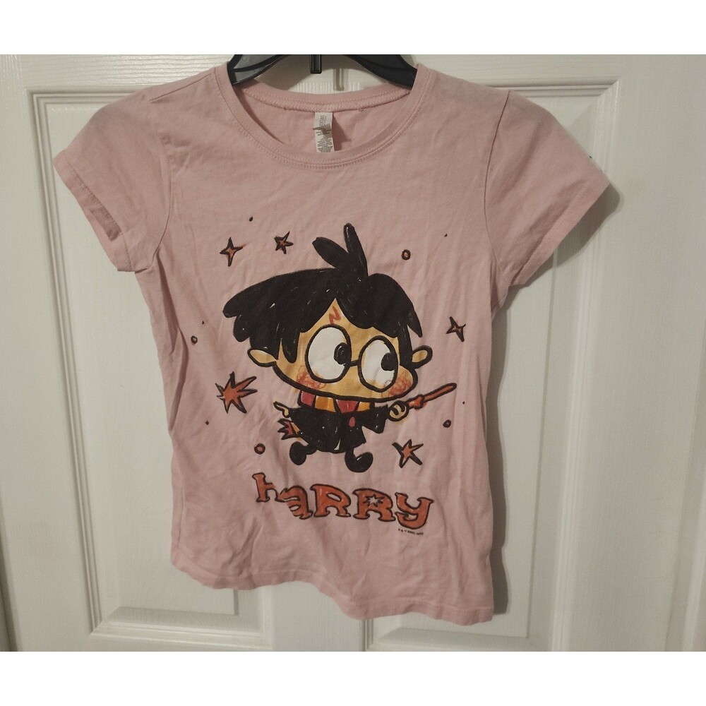 Girl's Harry Potter Starry Cartoon Harry  Graphic Tee Light Pink Large